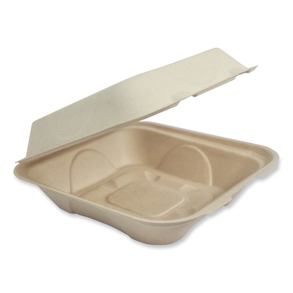 World Centric Fiber Hinged Containers, 9.2 x 9.1 x 3.2, Natural, Paper, 300PK TO-SC-U9-LFP - main